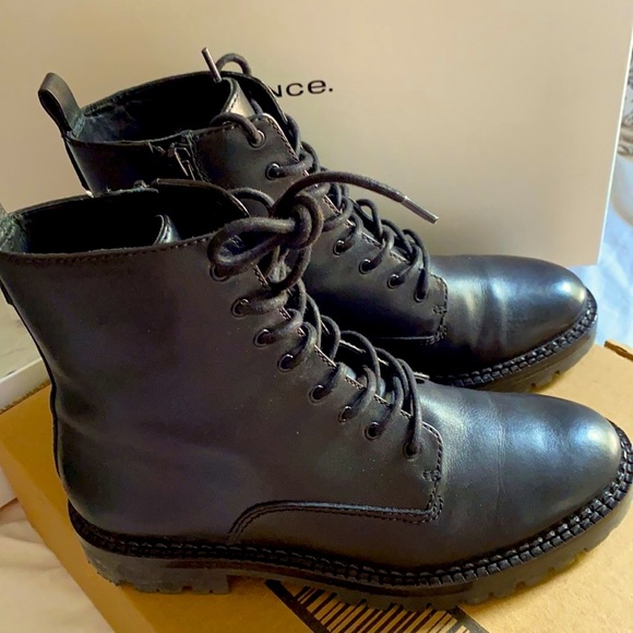 Vince Cabria Lug Combat Leather Boots size 6M Black - Picture 4 of 10